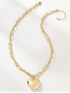 Uncommon James Gold Heart Pendant Layered Chain Necklace